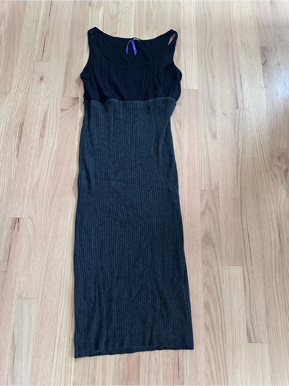 Sleeveless Black & Charcoal Ribbed Knit Nursing Dress